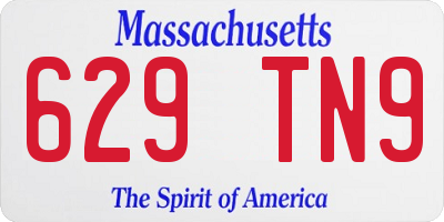 MA license plate 629TN9
