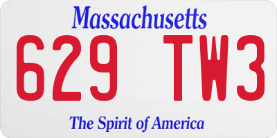 MA license plate 629TW3