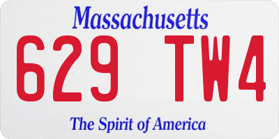 MA license plate 629TW4