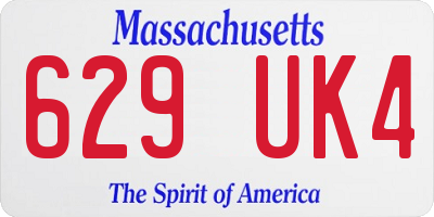 MA license plate 629UK4