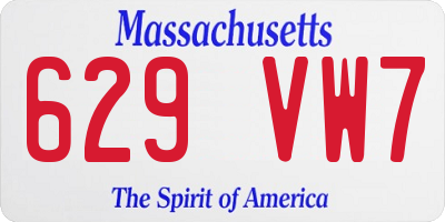 MA license plate 629VW7