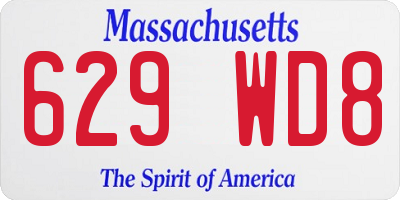 MA license plate 629WD8