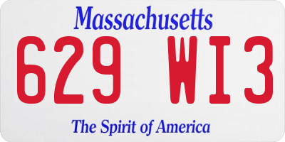 MA license plate 629WI3
