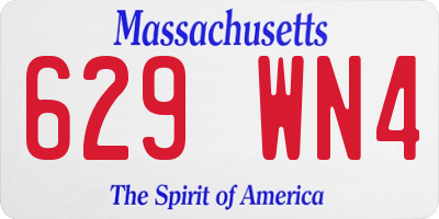 MA license plate 629WN4