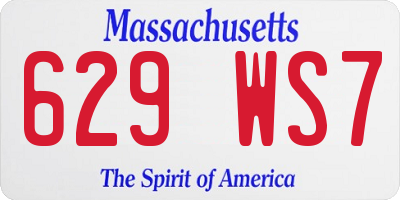 MA license plate 629WS7