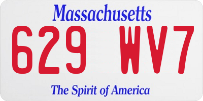 MA license plate 629WV7