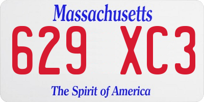 MA license plate 629XC3
