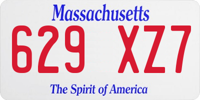 MA license plate 629XZ7