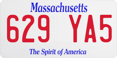 MA license plate 629YA5