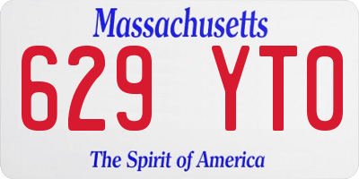 MA license plate 629YT0