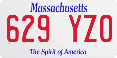 MA license plate 629YZ0
