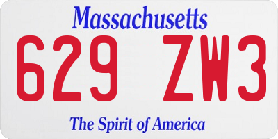 MA license plate 629ZW3