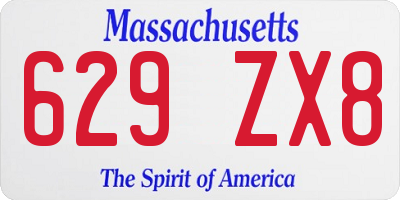 MA license plate 629ZX8