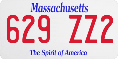 MA license plate 629ZZ2