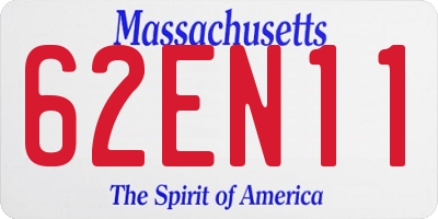 MA license plate 62EN11