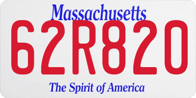 MA license plate 62R820