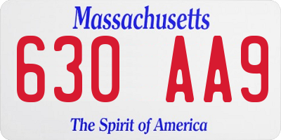 MA license plate 630AA9