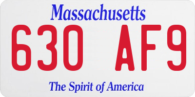 MA license plate 630AF9