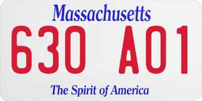 MA license plate 630AO1
