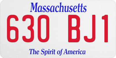 MA license plate 630BJ1