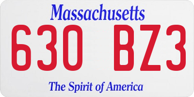 MA license plate 630BZ3