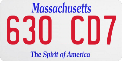MA license plate 630CD7