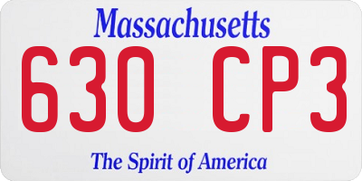 MA license plate 630CP3