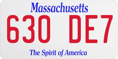 MA license plate 630DE7