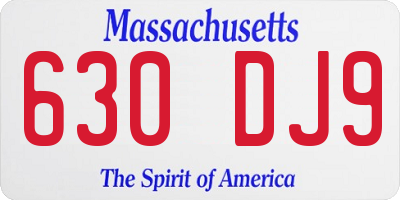 MA license plate 630DJ9