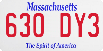 MA license plate 630DY3