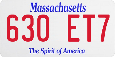 MA license plate 630ET7