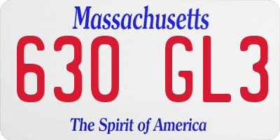 MA license plate 630GL3