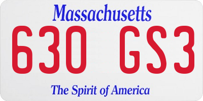 MA license plate 630GS3