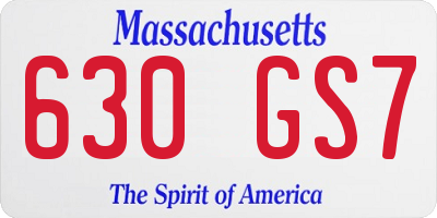 MA license plate 630GS7
