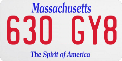 MA license plate 630GY8