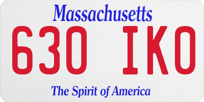 MA license plate 630IK0