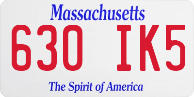 MA license plate 630IK5