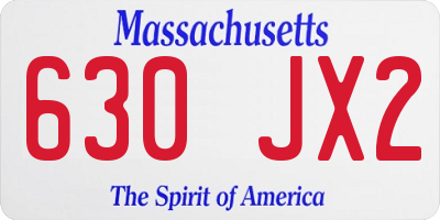 MA license plate 630JX2