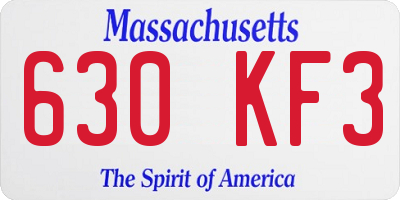 MA license plate 630KF3