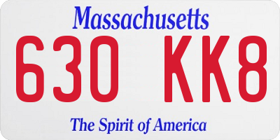 MA license plate 630KK8