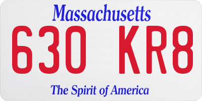 MA license plate 630KR8