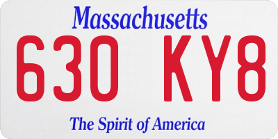 MA license plate 630KY8