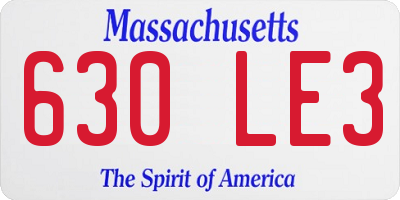 MA license plate 630LE3