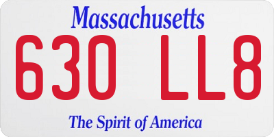MA license plate 630LL8