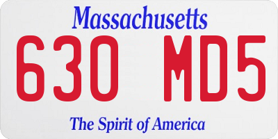 MA license plate 630MD5