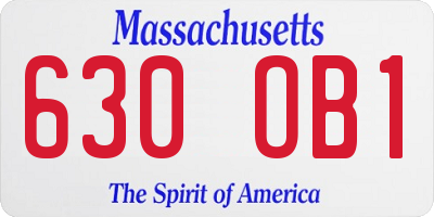 MA license plate 630OB1