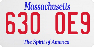 MA license plate 630OE9