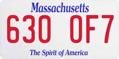 MA license plate 630OF7