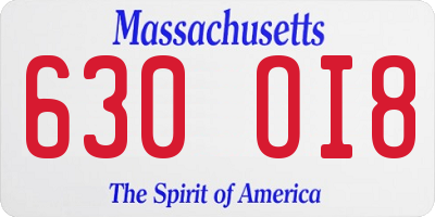 MA license plate 630OI8