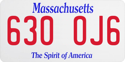MA license plate 630OJ6